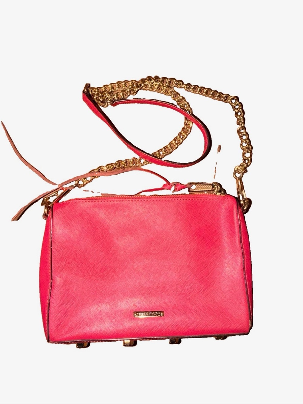 Rebecca Minkoff Coral Pink Crossbody with Gold Chain Strap